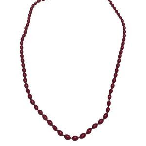 Vintage  Pink Fuchsia Pink Glass Ball Beaded Summer Chain Necklace 25"